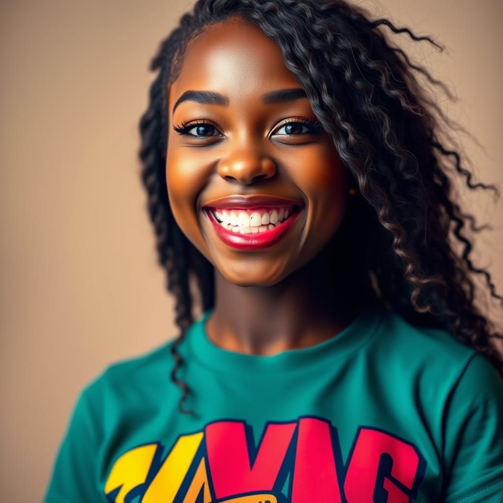 Vibrant Portrait of a Young African American Woman with Brig...