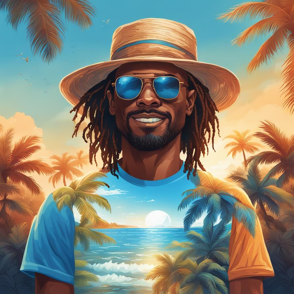 T-Shirt Design: Sunny Beach with Palms