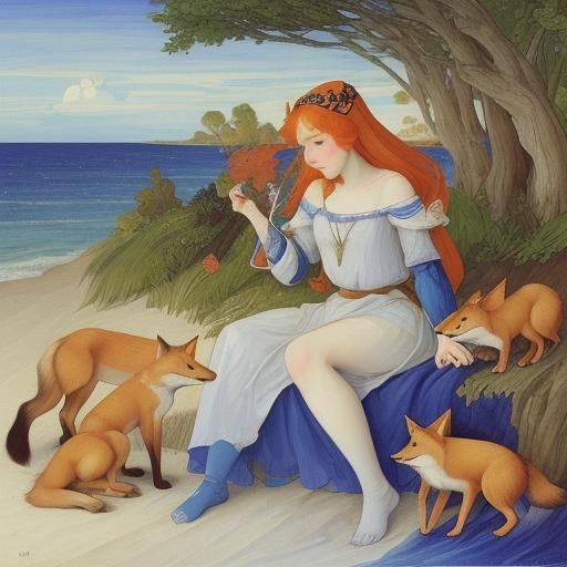 Foxes' Blue Sea Adventure: An Illustrative Journey