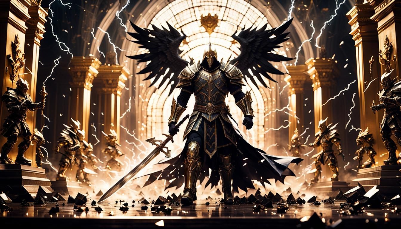 God Knight Battles with Crystal Armor in Baroque Hall