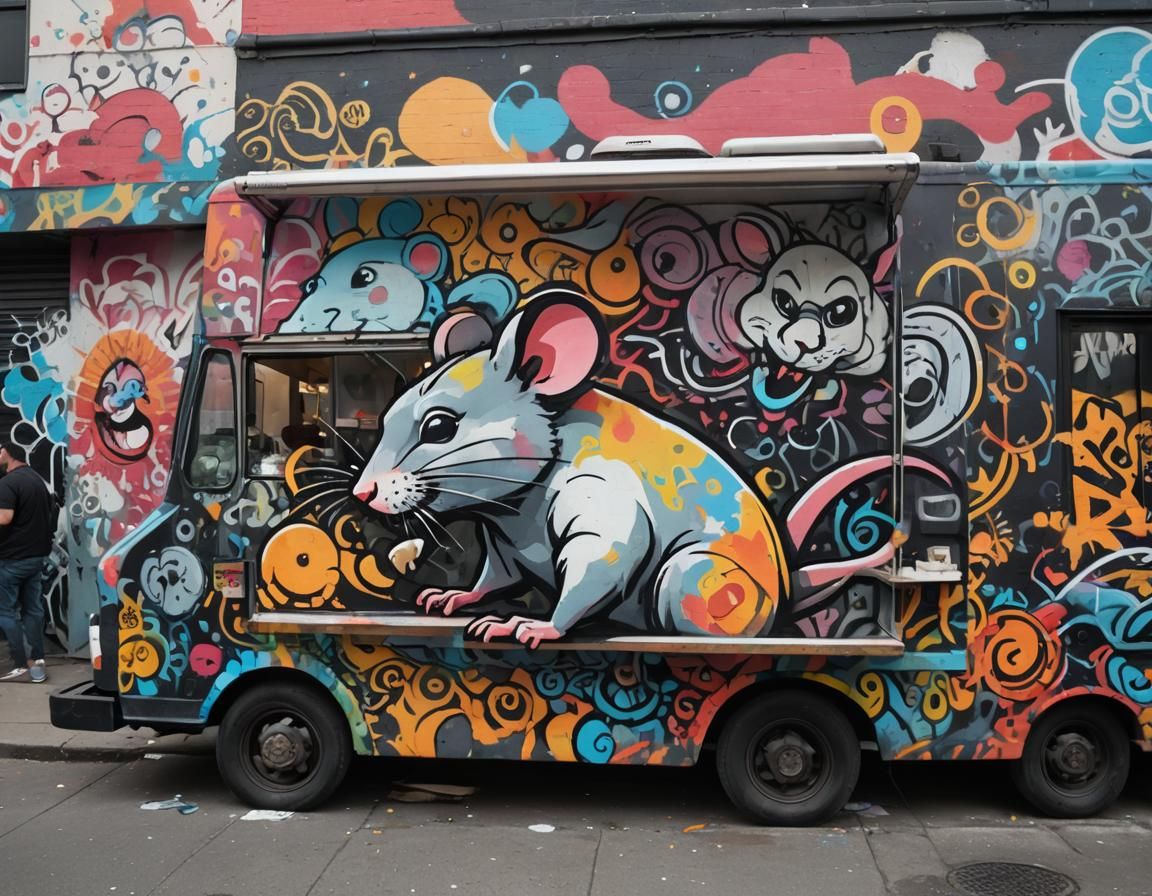 Graffiti Food Truck: Urban Stencil Art