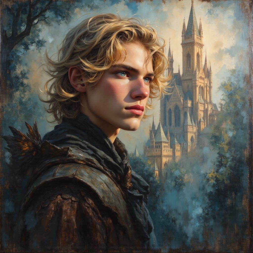 Fairytale Prince in Chiaroscuro Oil Painting