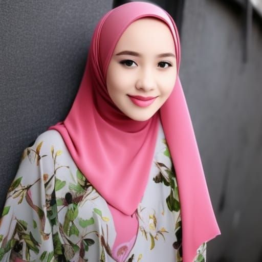 Elegant Woman with Floral Hijab