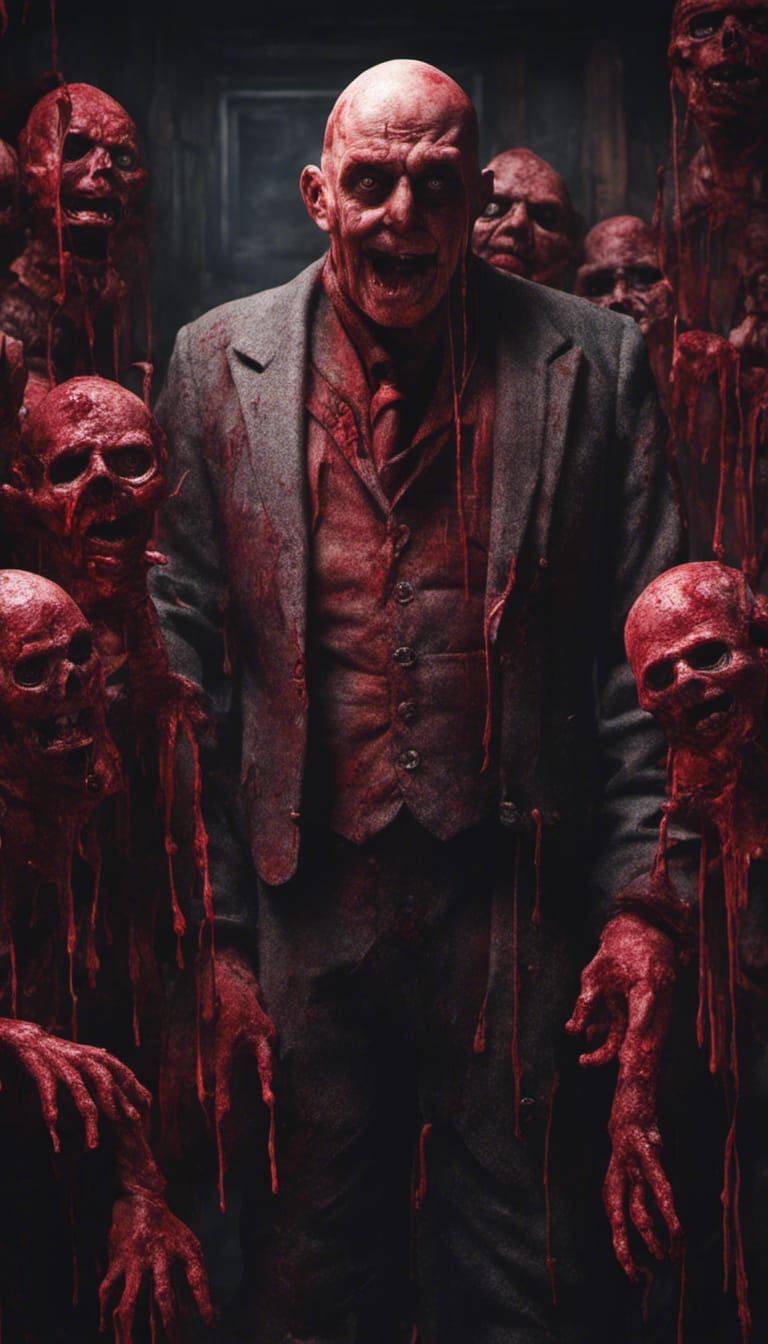 Scary Puppet Master with Dripping Blood in 8k