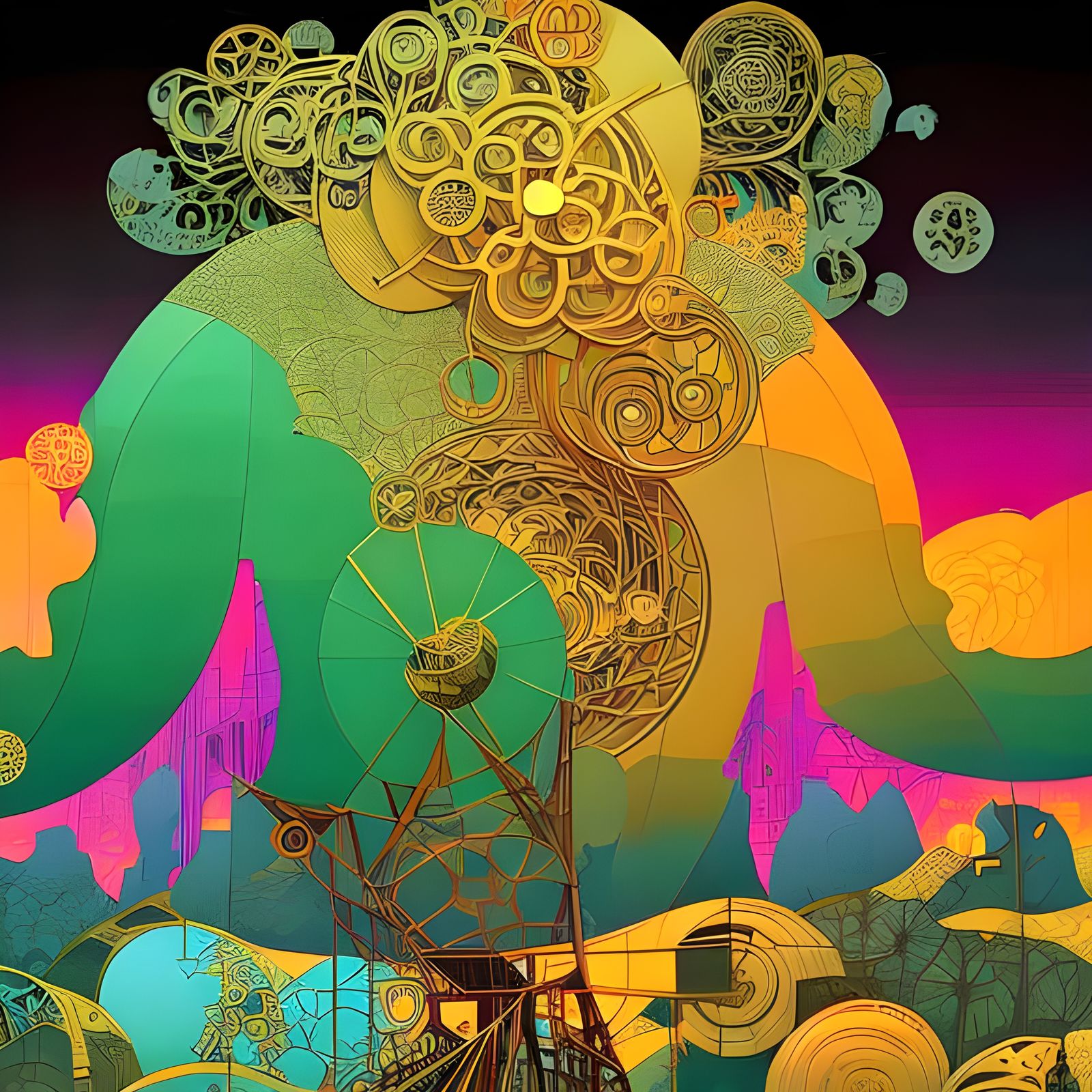 Bionic Alien World with Sacred Geometry