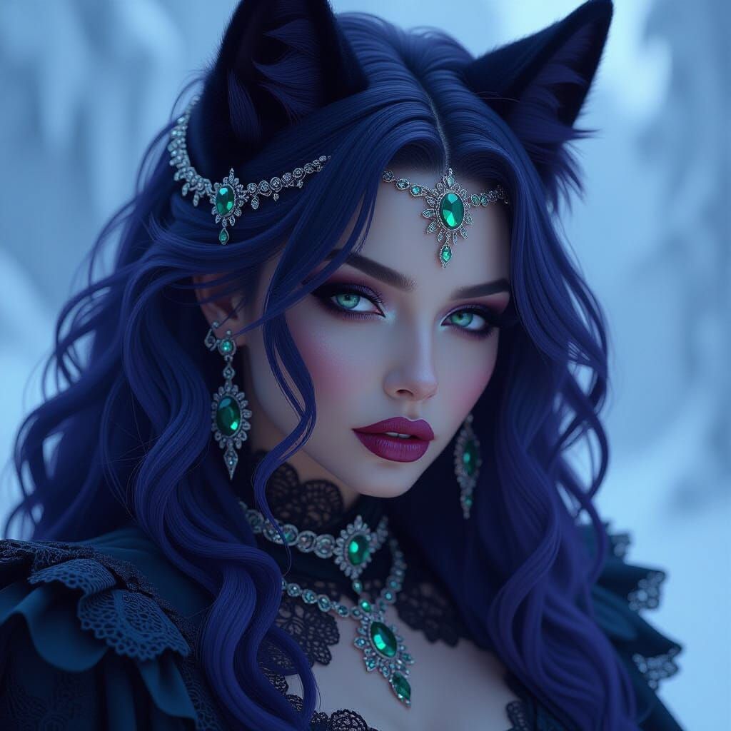 Werewolf Woman: Vantablack Cobalt Purple & Emerald Sparkle