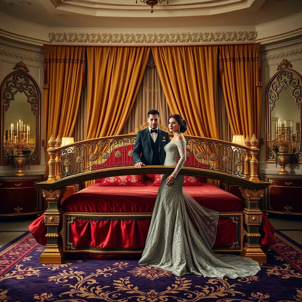 Gothic Bridge Over Bed in Opulent Bedroom