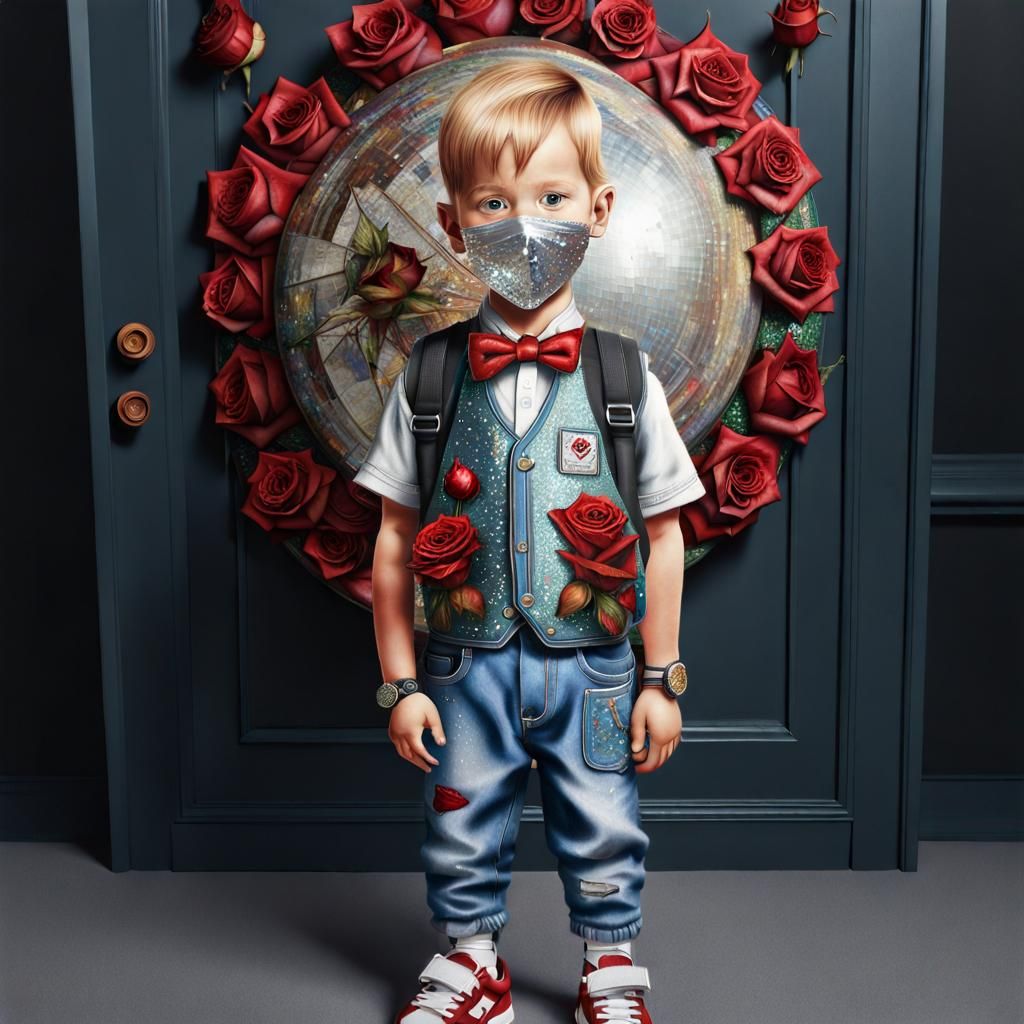 Cute boy wearing face-mask