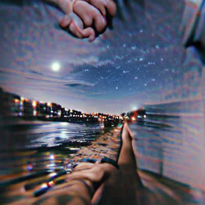 Romantic Beach Walk at Night Under Starry Sky