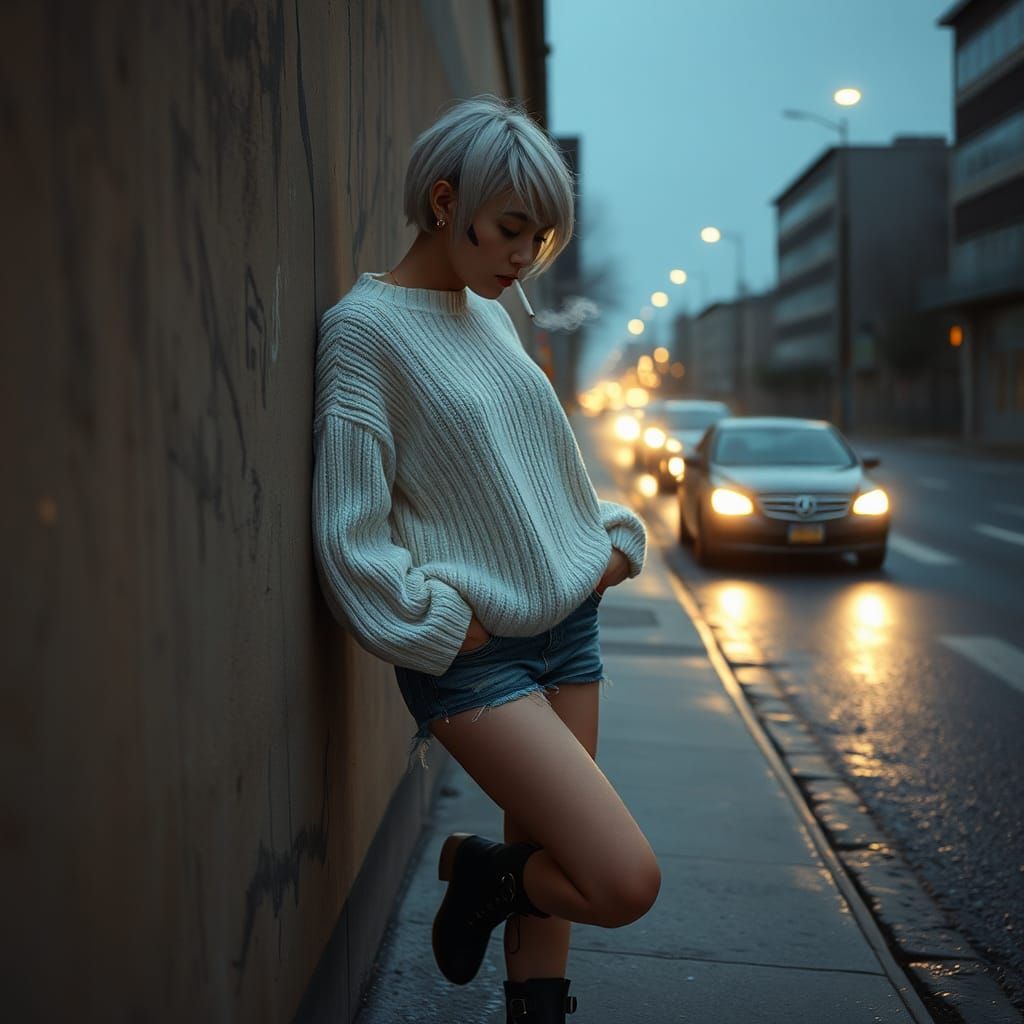 Girl Smoking with Cinematic Lighting