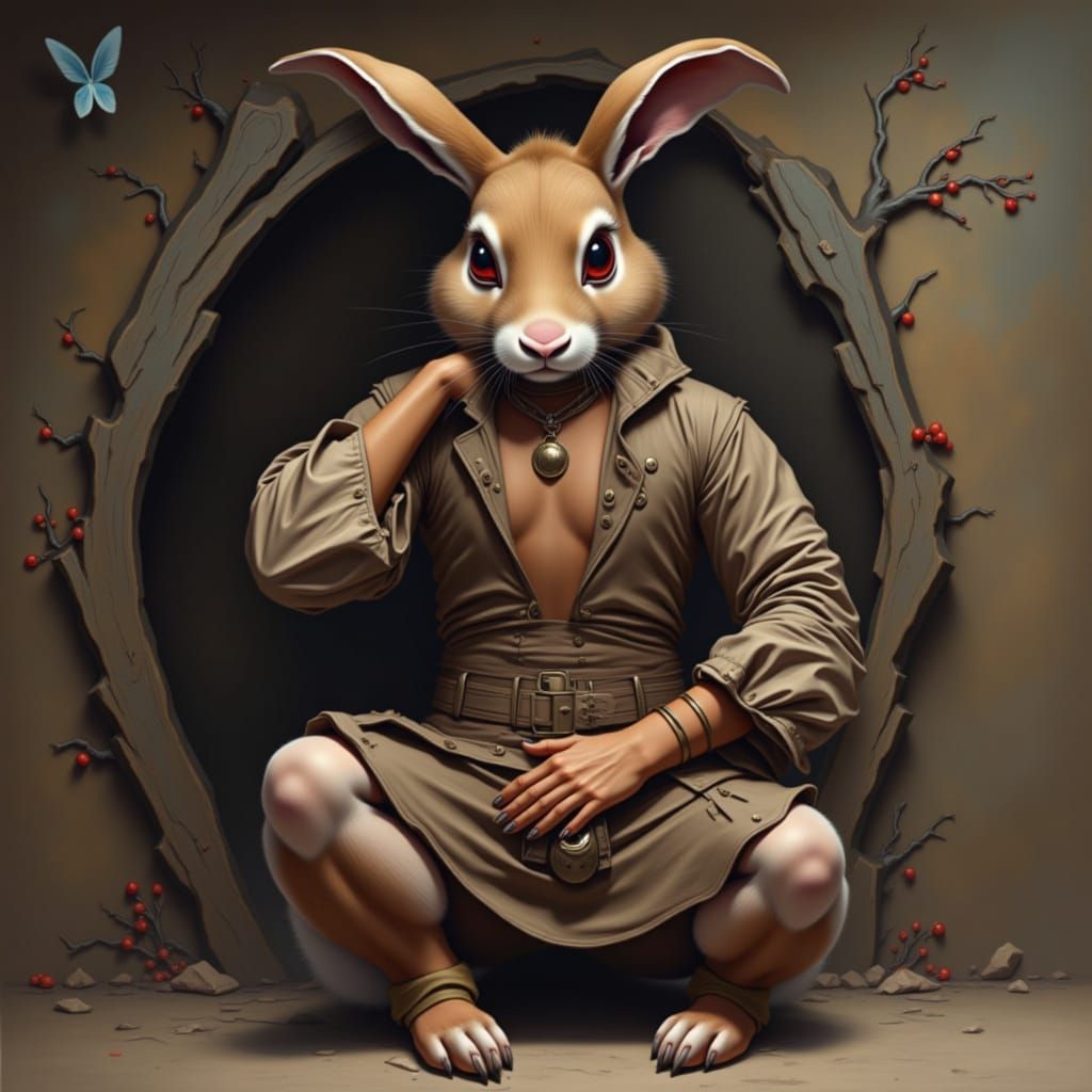 Beautiful Mocha Brown Bunny Woman