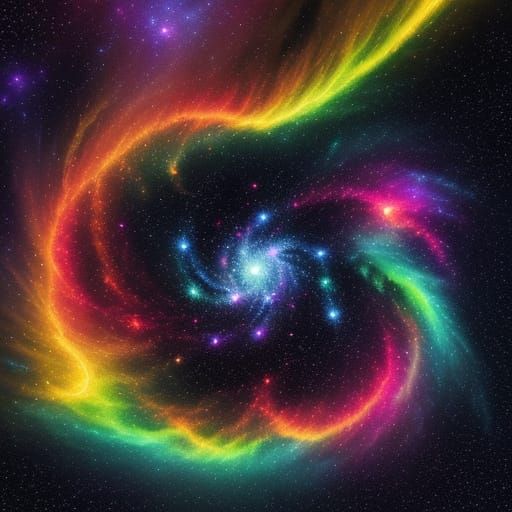 Surreal Cosmic Explosion in Vibrant Neon Colors