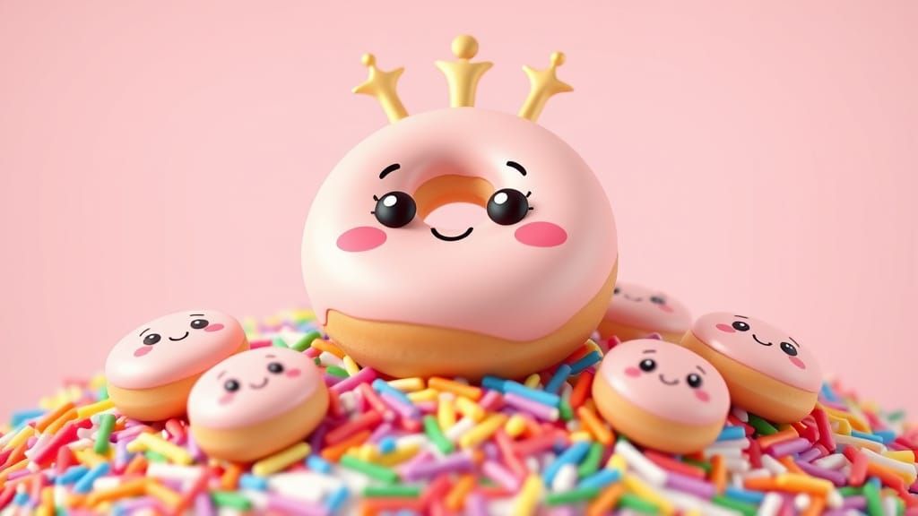 Kawaii 3D Animated Donut on Sprinkle Mountain