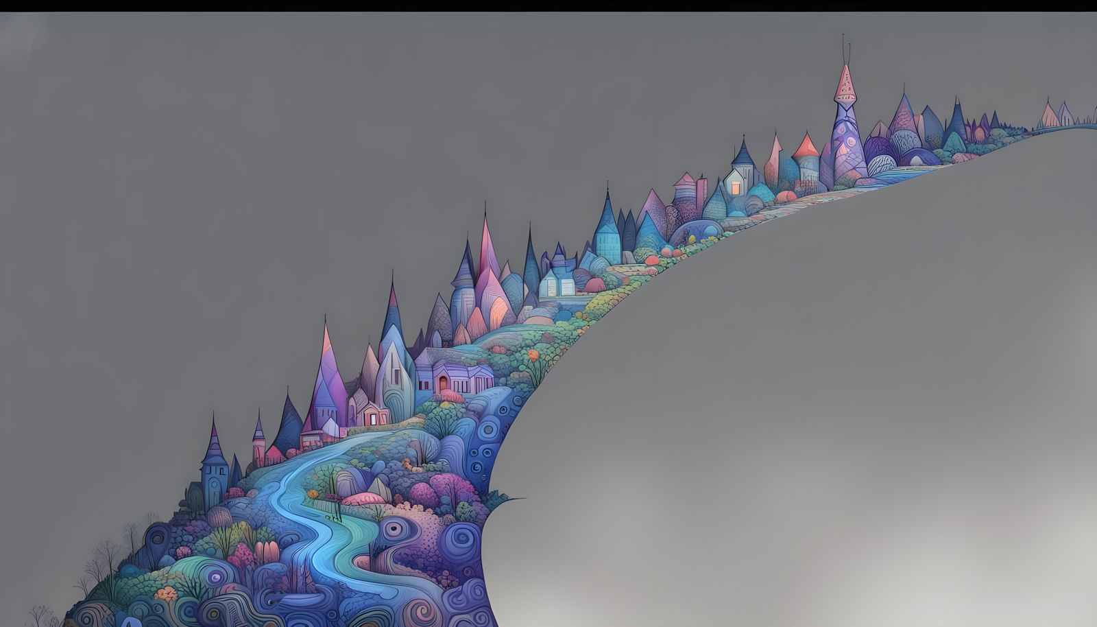 Surreal Fairy Town of Crocodia: Quantum Zentangle