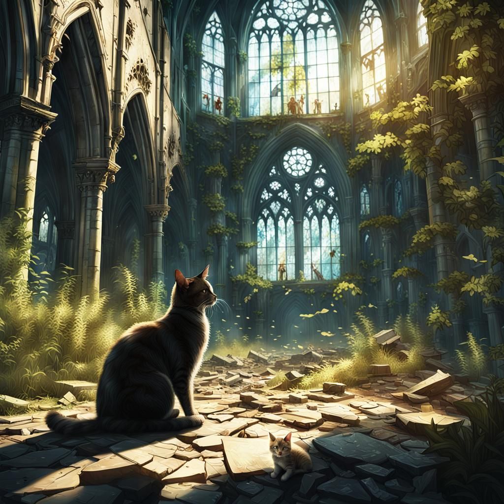Post-Apocalyptic Cathedral: Sunlight and Ruins