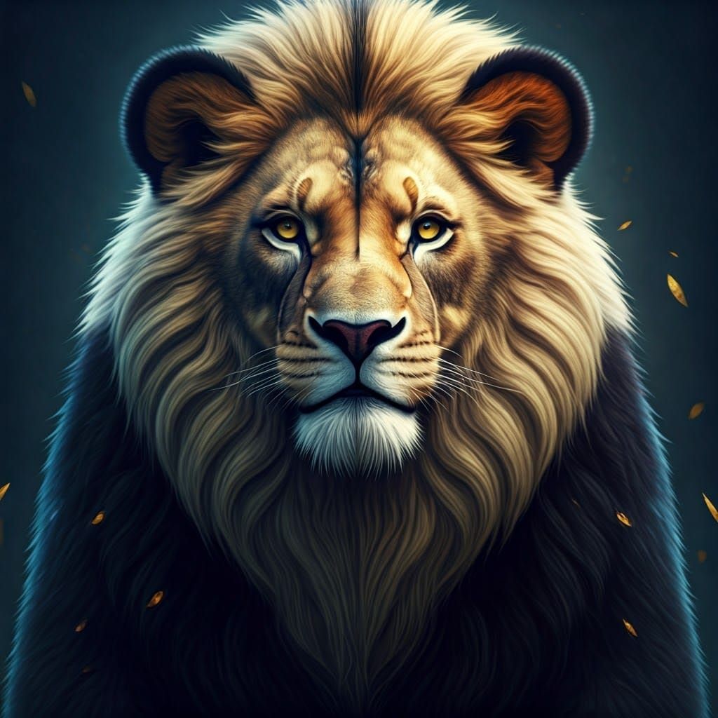 Lion-Panda Hybrid in a Fantasy Matte Painting