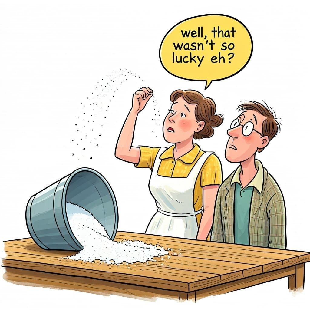 Comical Salt-Spilling Scene in Cartoon Style