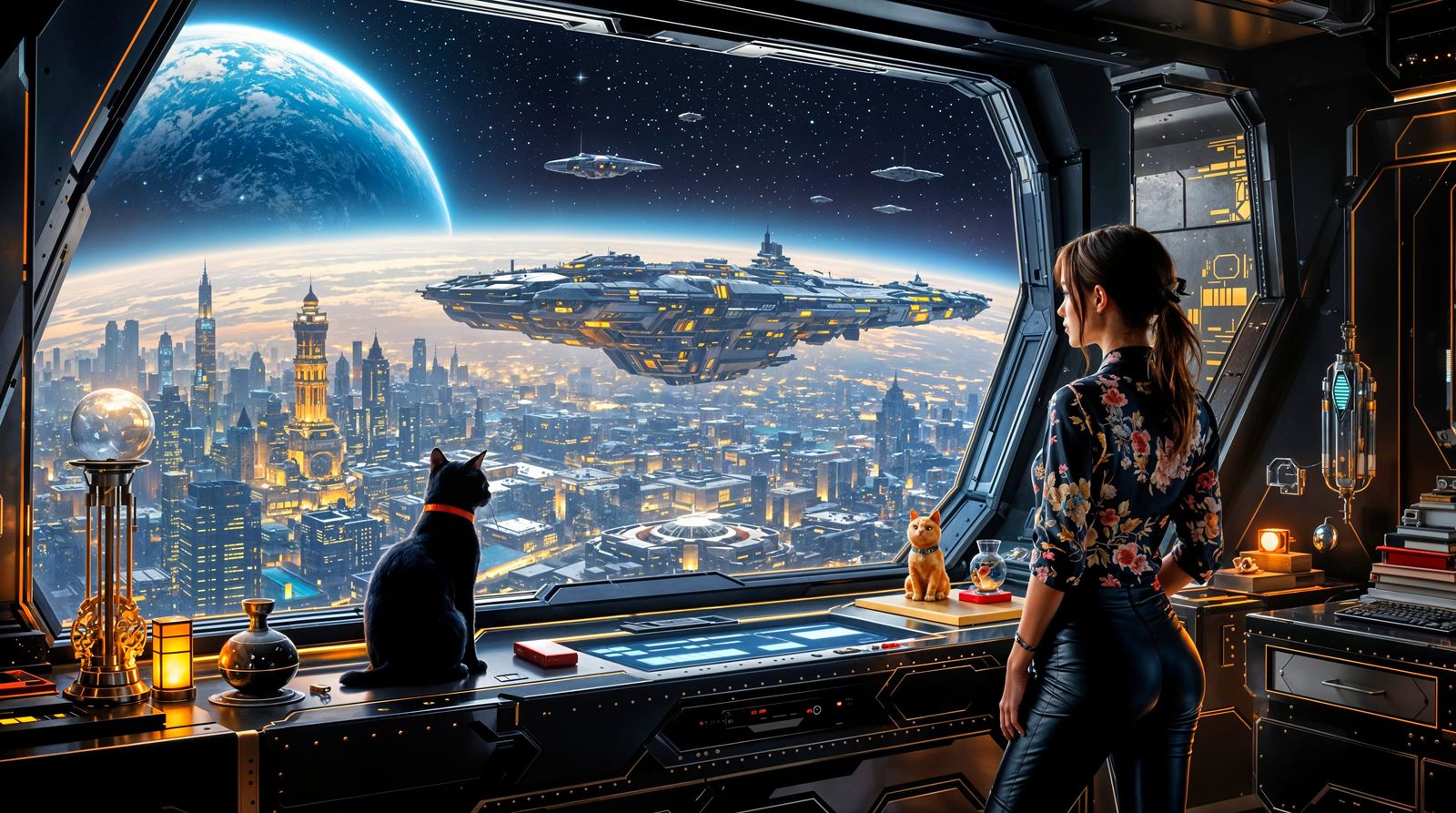 Ethereal Cyberpunk Dreamscape with Art Deco Chic