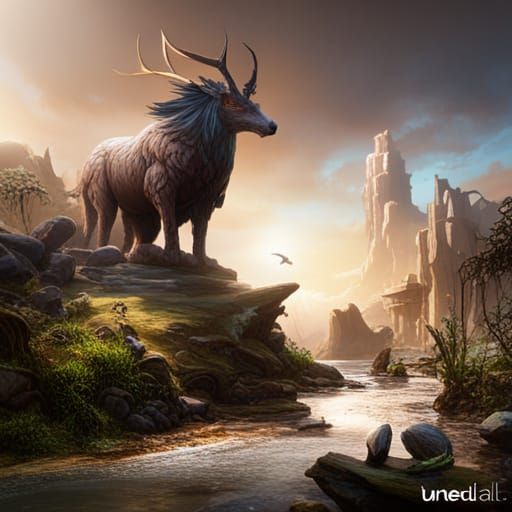 Fantastical Animal in Detailed Matte Painting