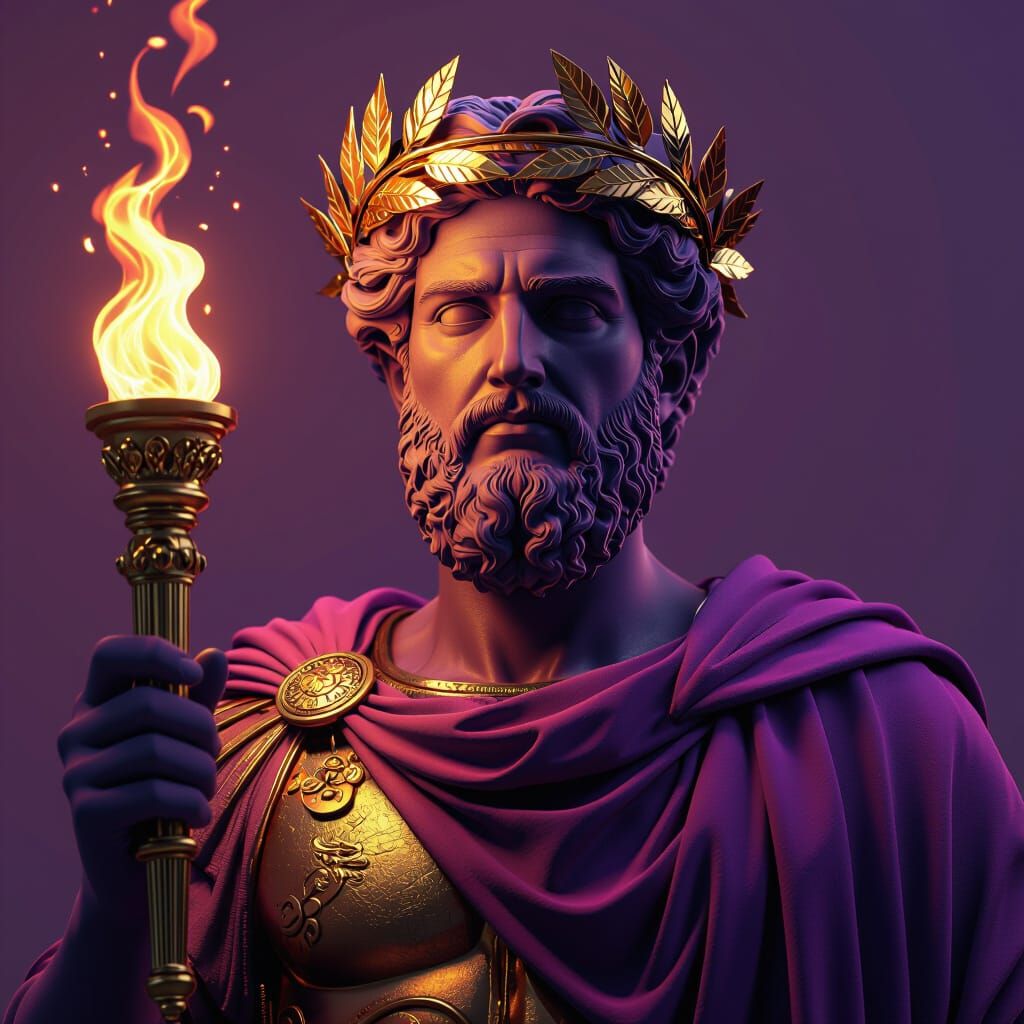 Emoji-Style 3D Roman Philosopher with Torch