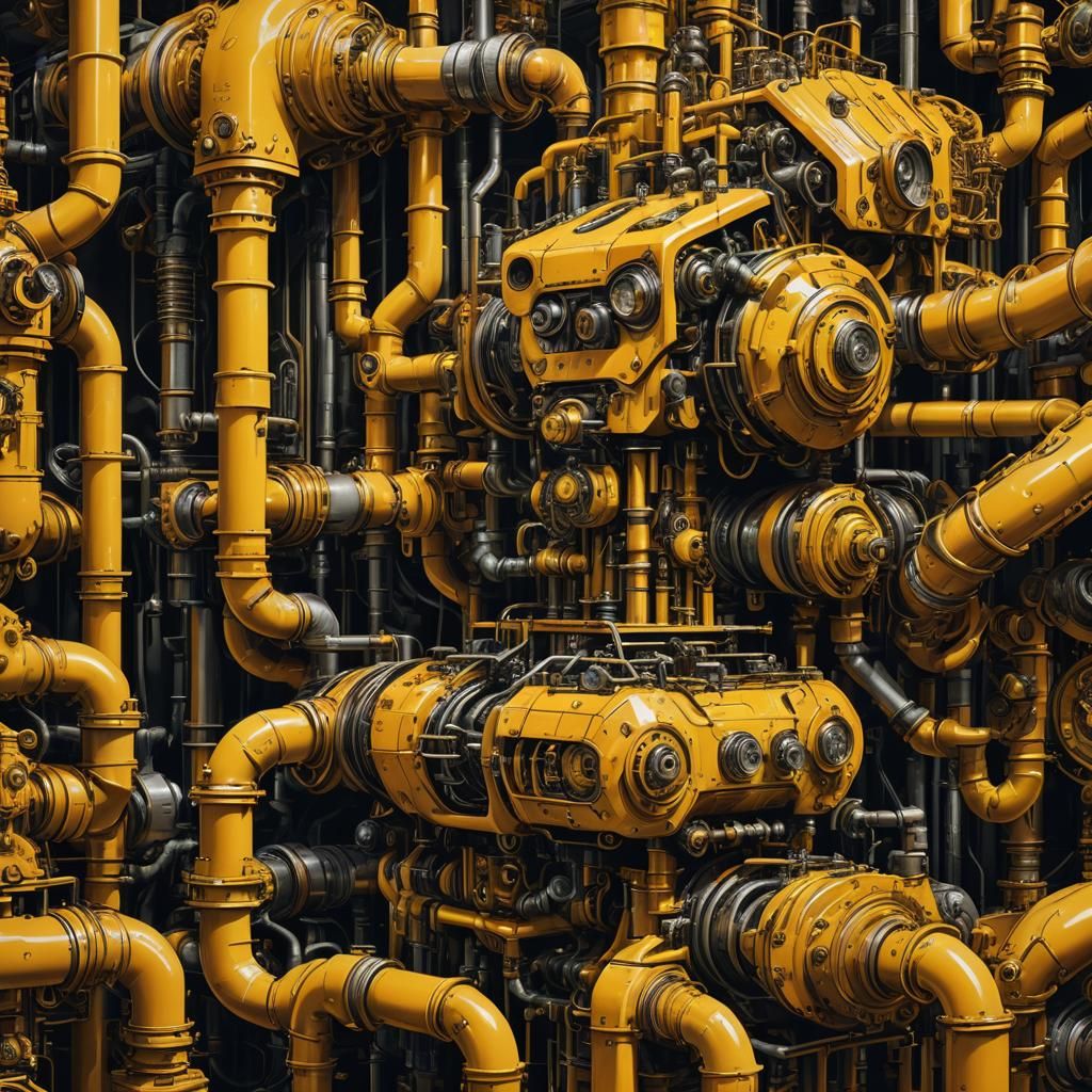 Sinister Biomechanical Art: Yellow Tank Close-Up