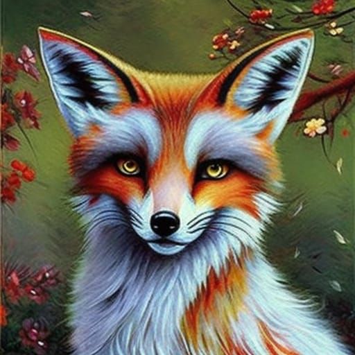 Fox Girl Portrait in Pre-Raphaelite Style