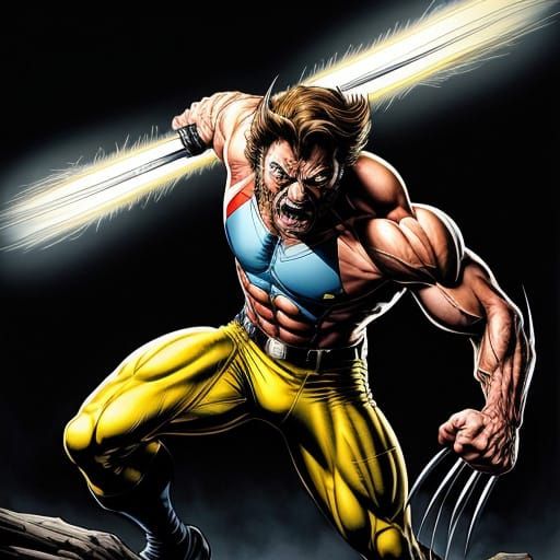 Hugh Jackman as Wolverine in Comic Book Style