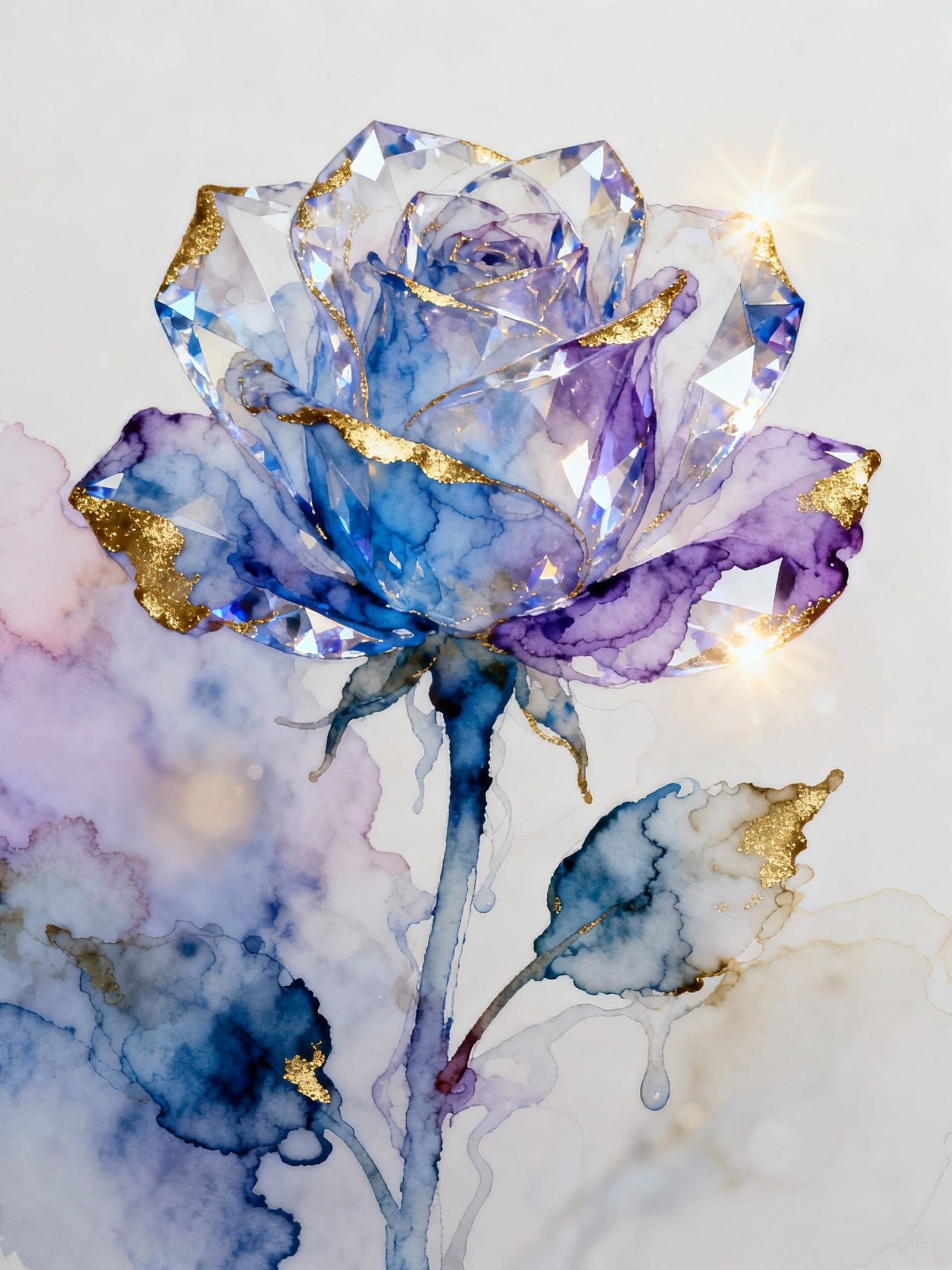 Ethereal Crystal Rose in Blue and Purple