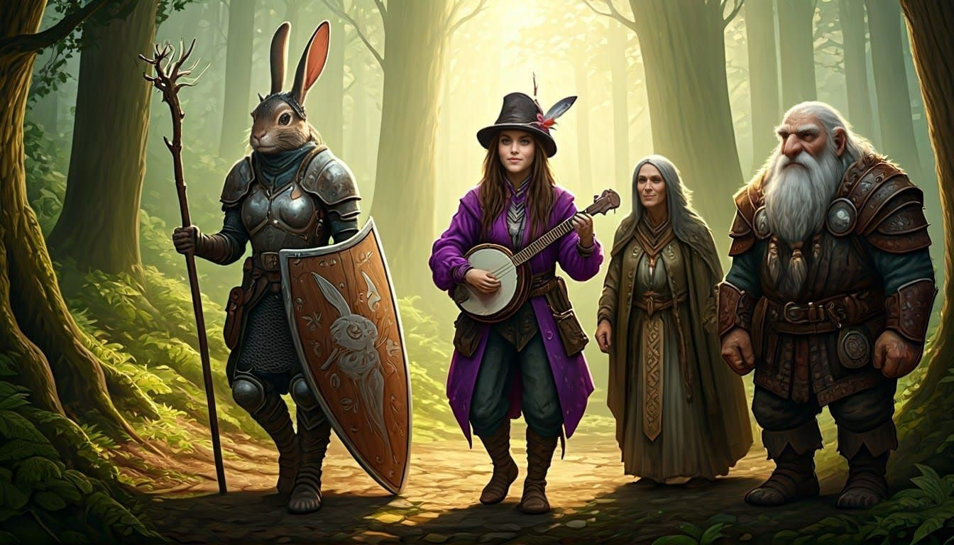 Majestic High Fantasy Gathering in Whimsical Landscape