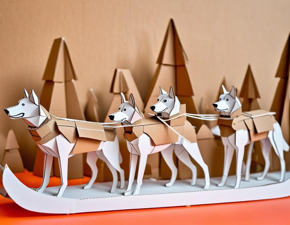 Cardboard Sled Dog Sculpture Still Life Photo