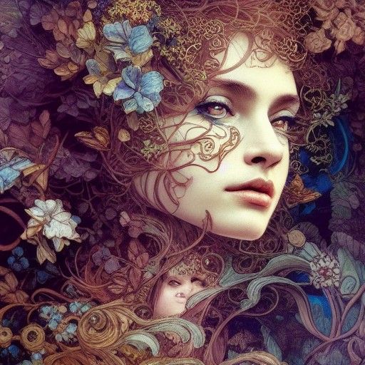 Intricate Rococo Scene in Deep Colors