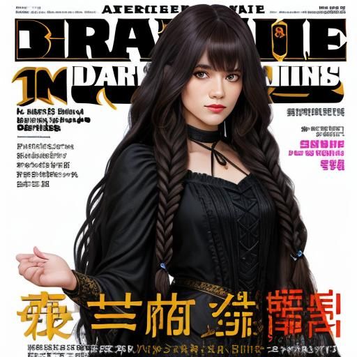 Young woman with long curly brown braided hair with bangs  a...
