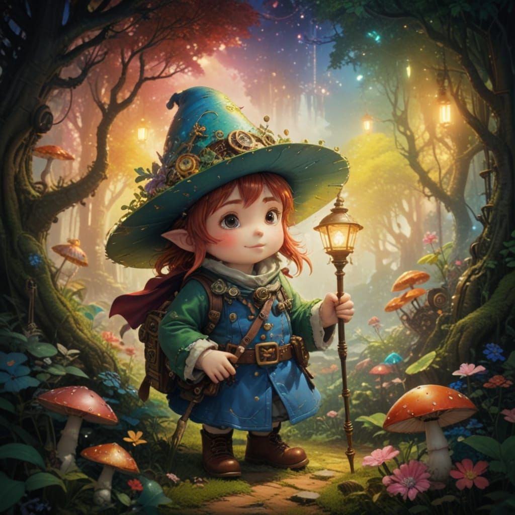 Mischief in the Whimsical Forest: A Steampunk Leprechaun