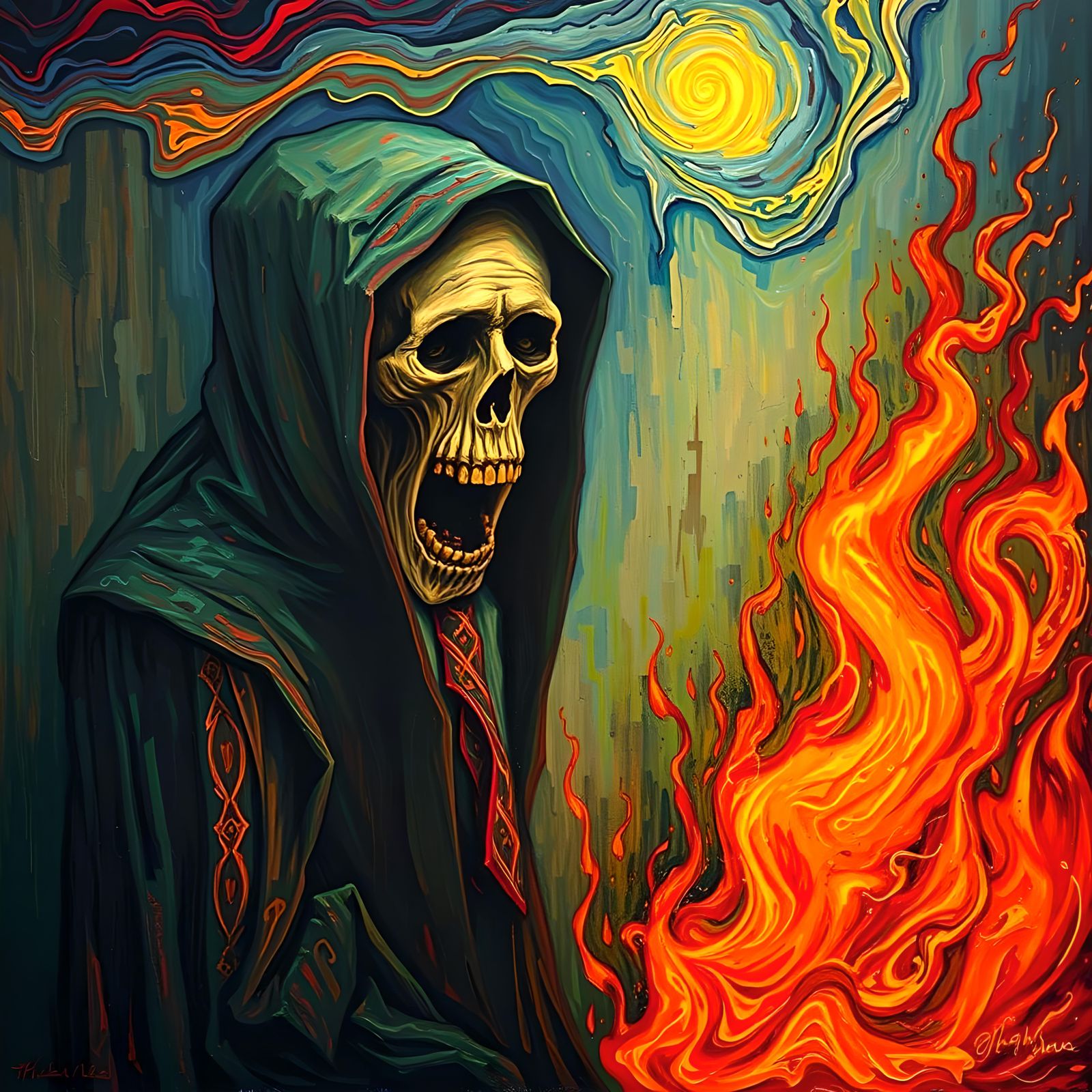 Grim Reaper in Fauvist, Expressionist Style