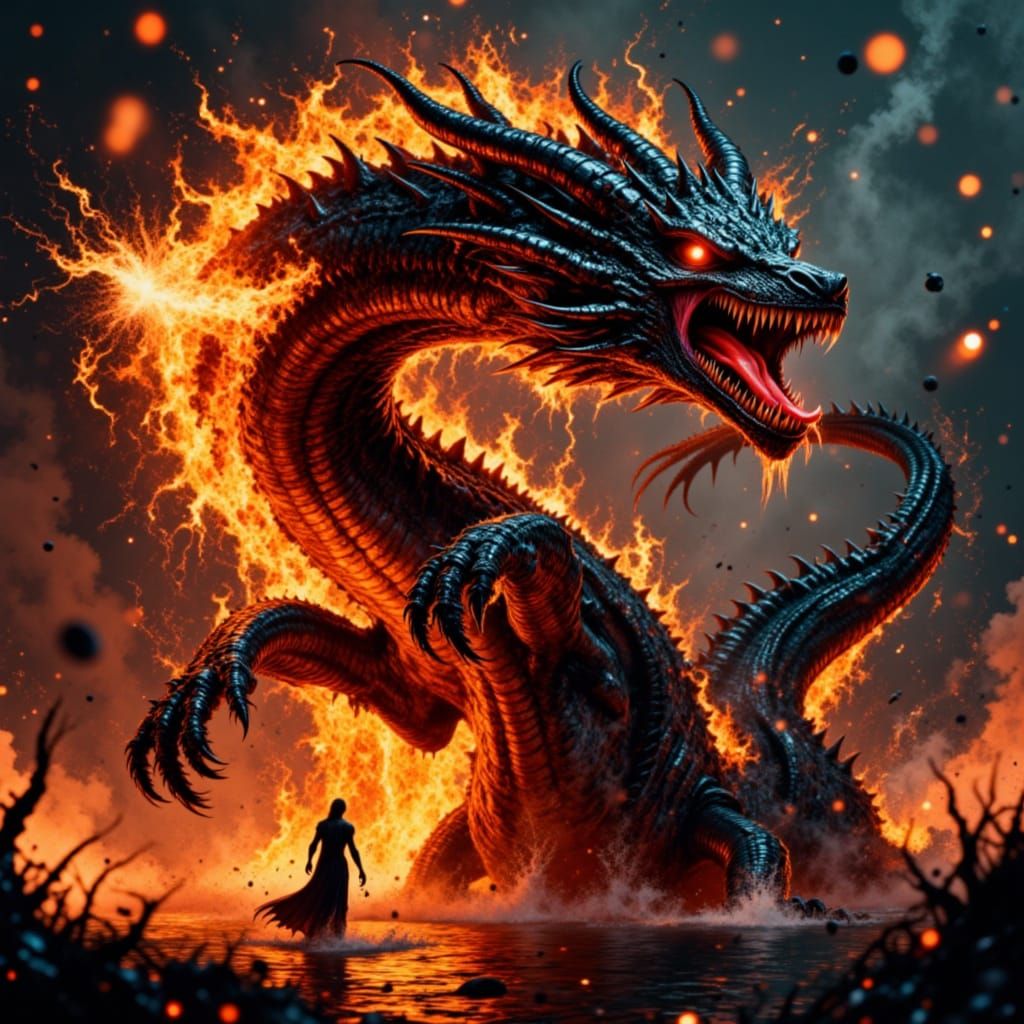 Screamo Fire Breathing Dragon in Dynamic Style