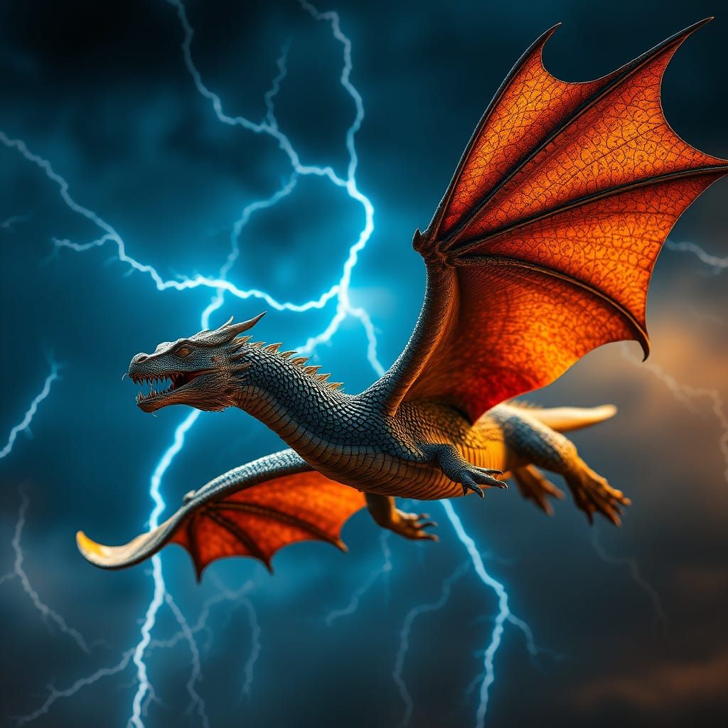 Electrifying Dragon Soars Through Turbulent Storm