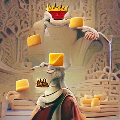 Cheese Lion King on Cheese Throne