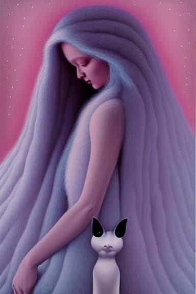 Retro Pastel Fluffy Subject in Surreal Style