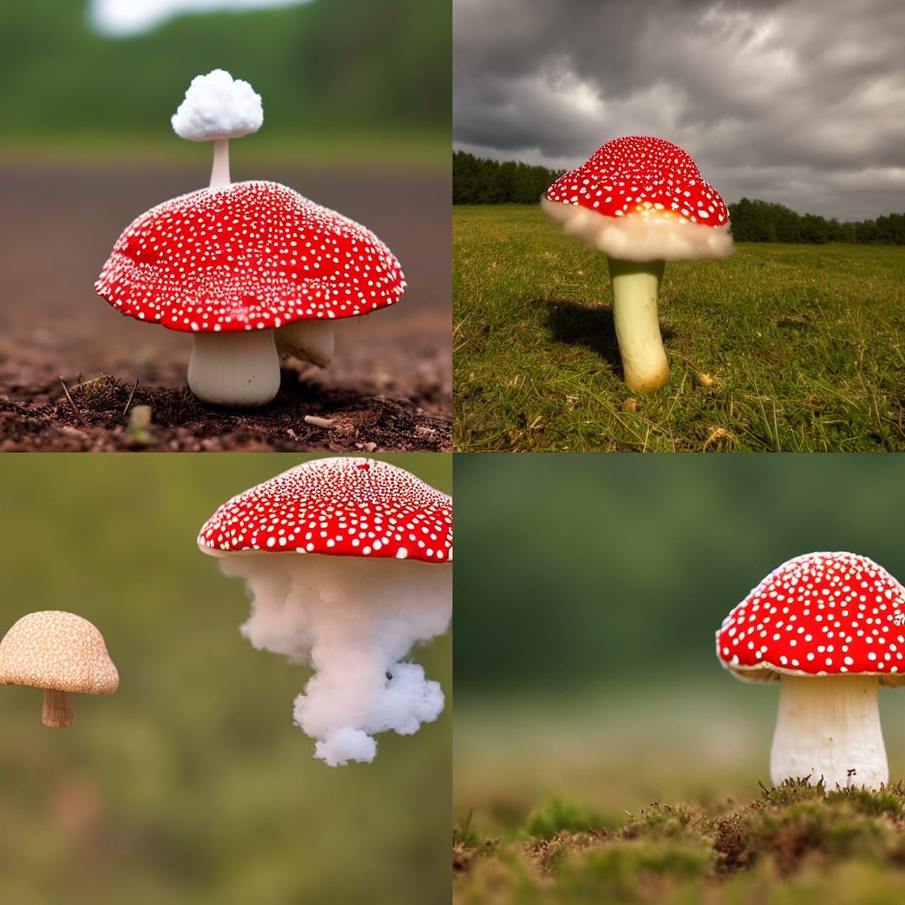 Fly Agaric Mushroom Growing from Cloud