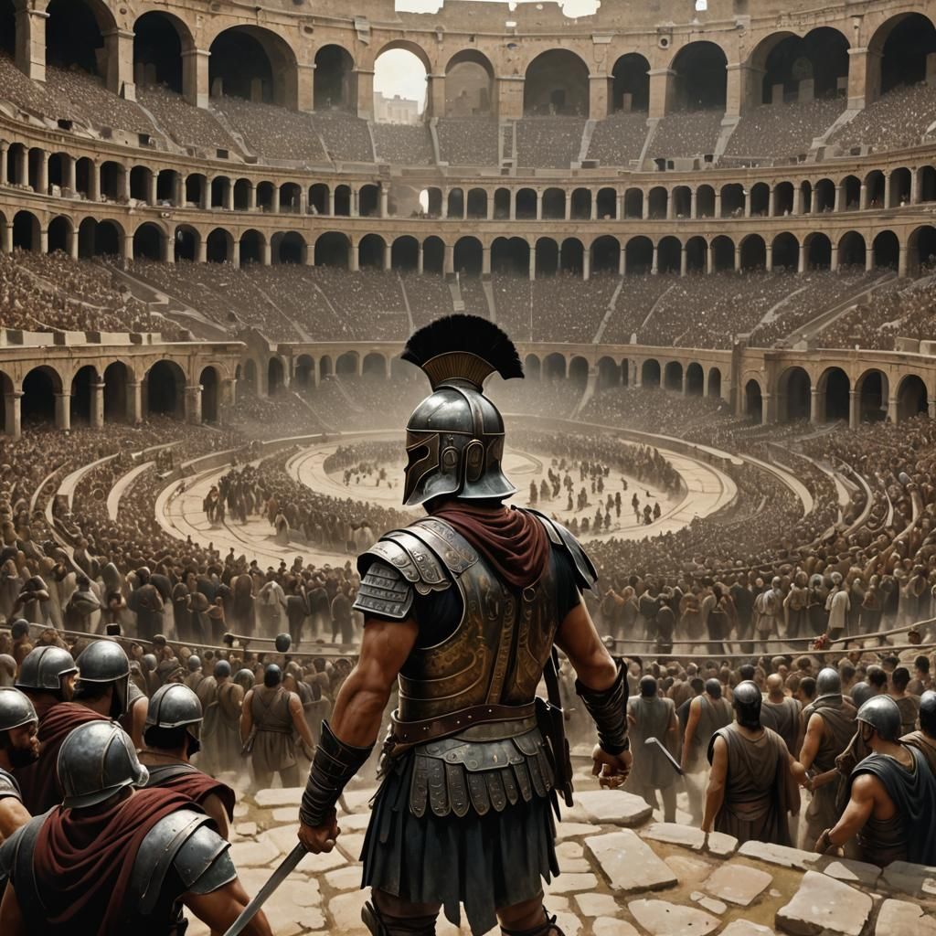 Gladiatorial Combat in Roman Colosseum