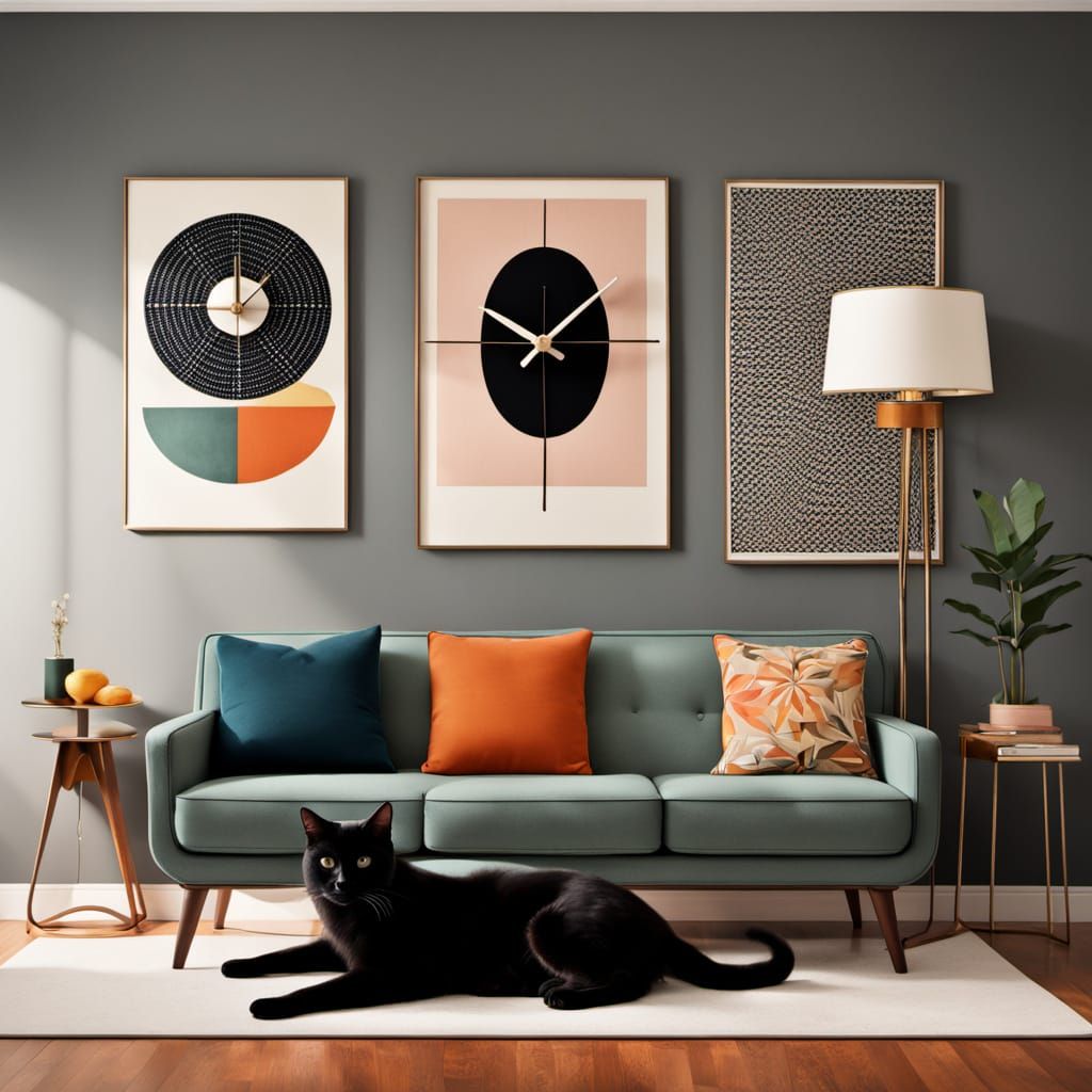 Cozy Mid-Century Modern Scene with Retro Vibes