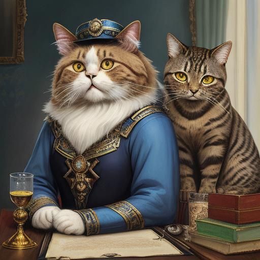Plush Cat as RPG Magician: Portrait Art