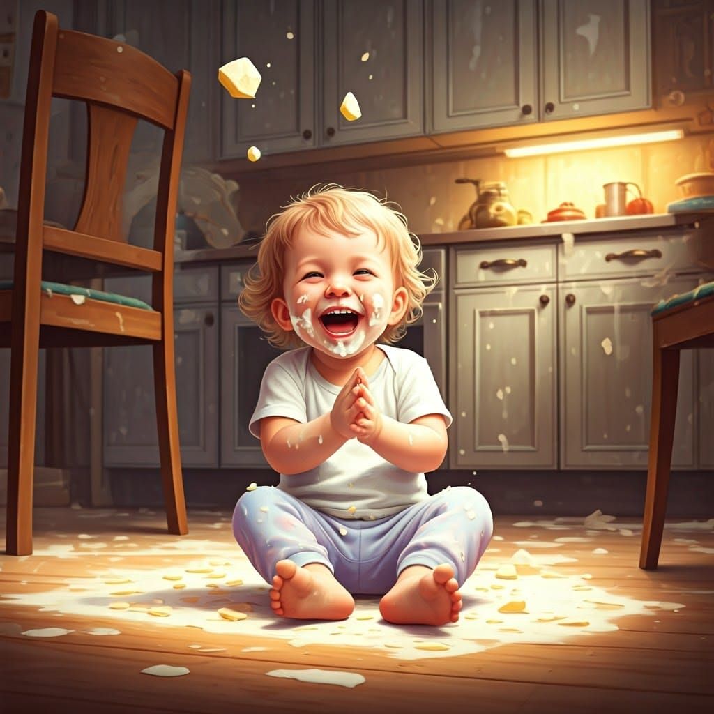 Cheerful Child in a Whimsical Kitchen