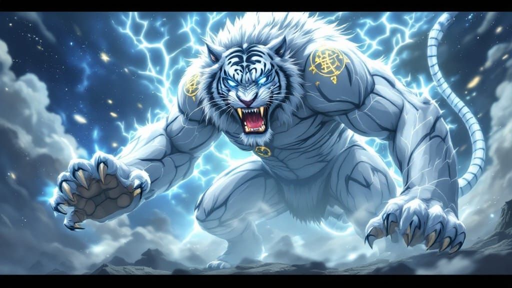 Celestial White Tiger, Byakuyasha, in Full Demon Form