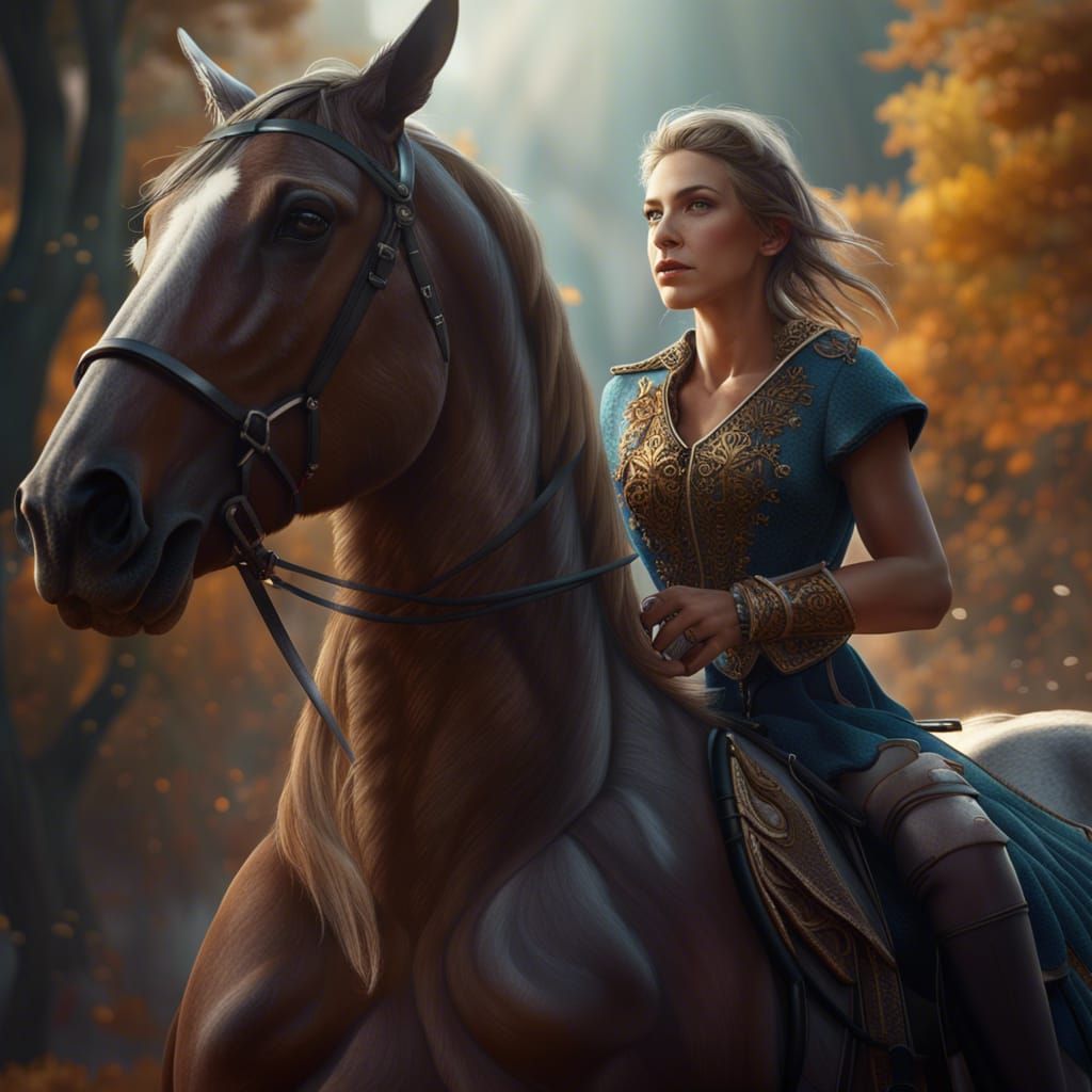 Woman on Horse: Realistic Portrait in High Definition