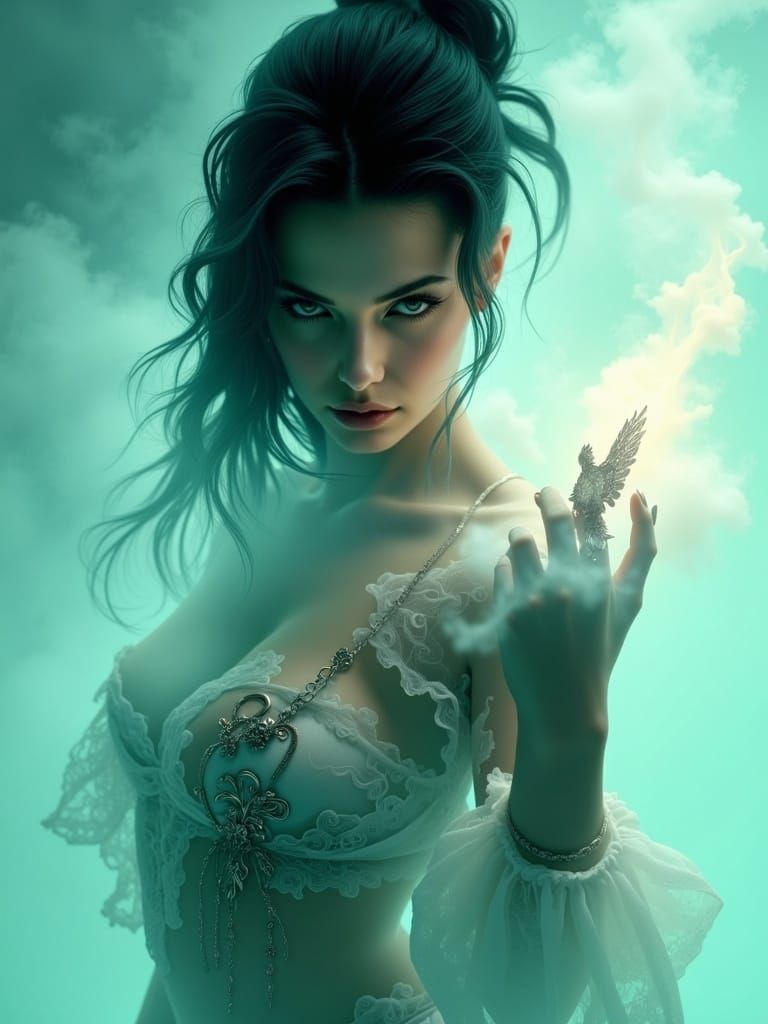 Enigmatic Femme Fatale, Cinematic Portrait