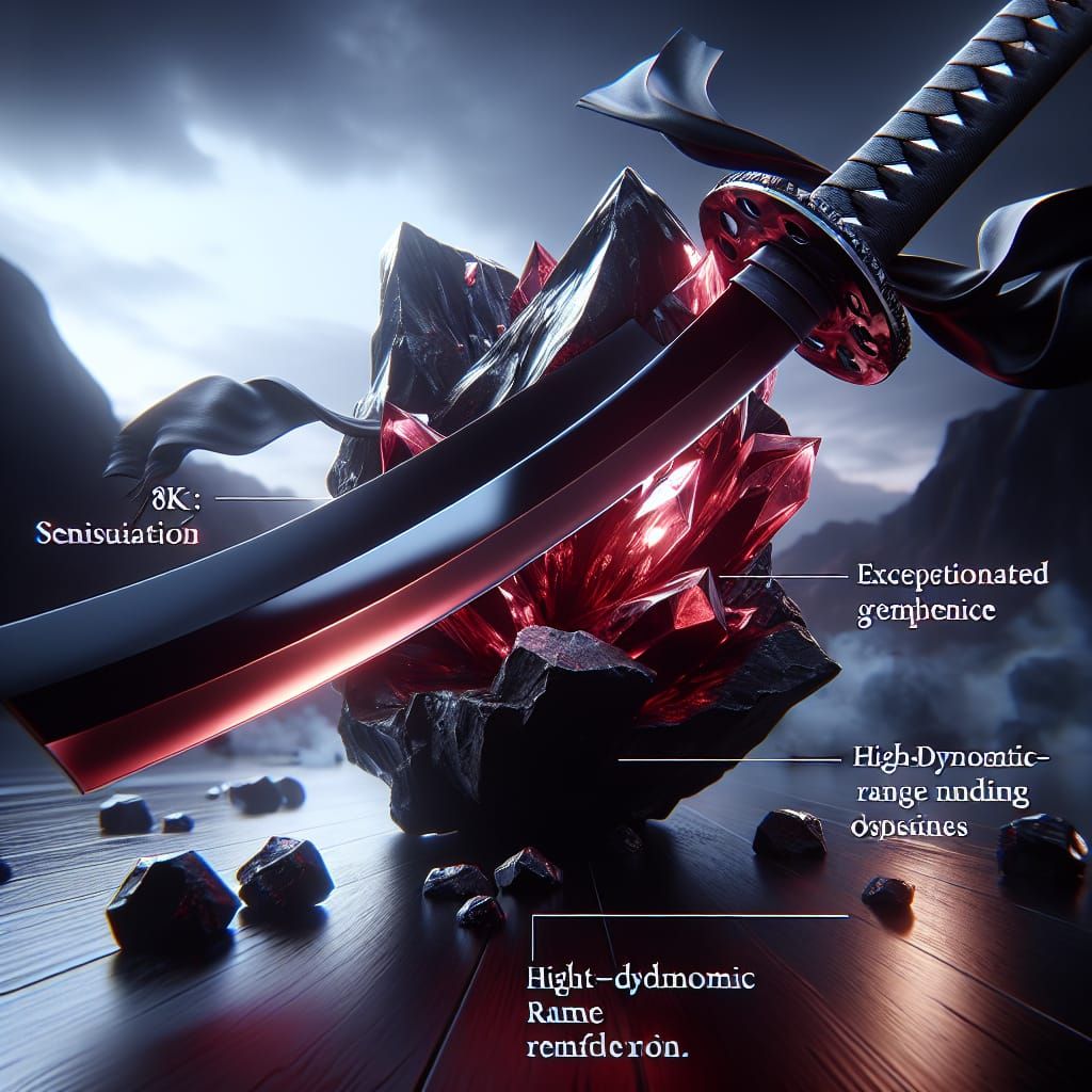 Red Katana with Obsidian Hilt in 3D