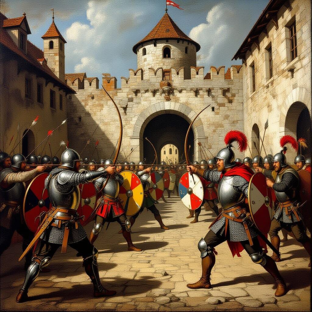 Medieval Siege: Knights Clash in Dark Realism