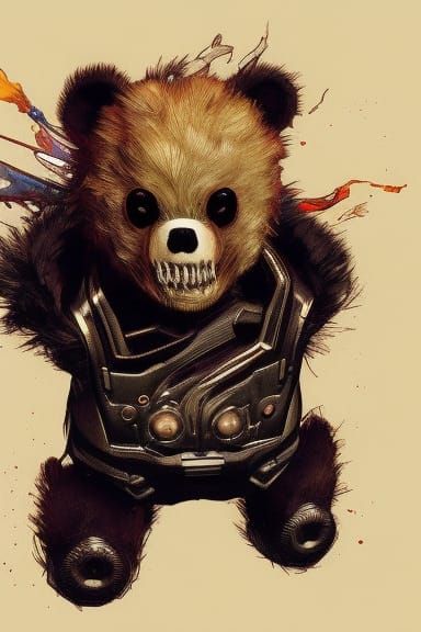 Ghost Rider Teddy Bear Portrait in 8k