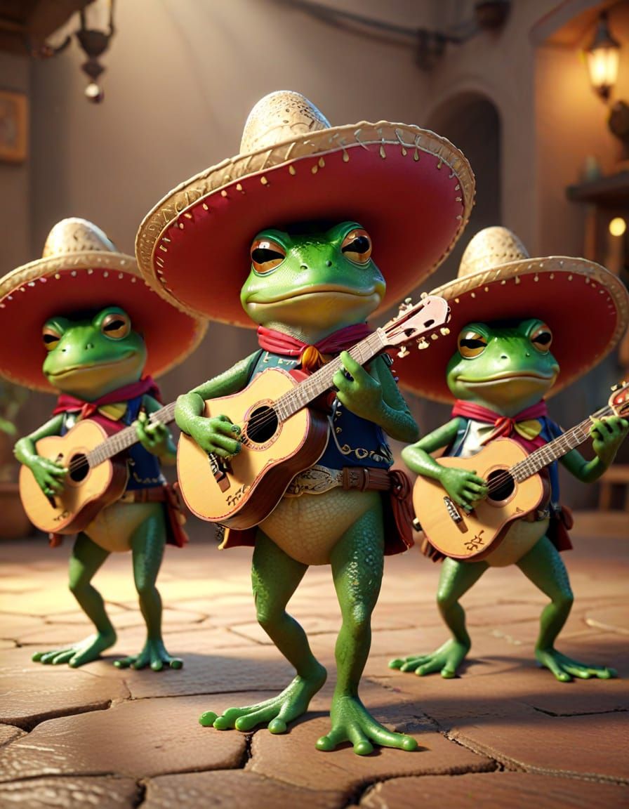 Mariachi Frogs in Sombreros: 3D Animation